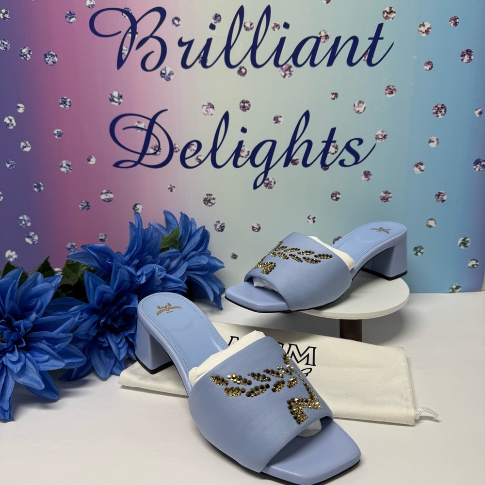 💎SALE! MCM CRYSTAL LOGO STRASS MULE HEELS